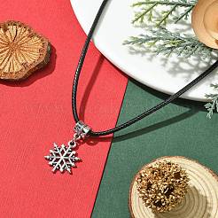 Ожерелья с подвесками из тибетского сплава в виде снежинок NJEW-JN04538-02