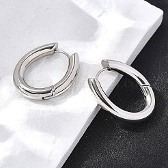 201 ステンレススチールフープピアス  304ステンレスピン付き  オーバル  ステンレス鋼色  24.5x21x4mm&nbsp;EJEW-Q026-12P-B
