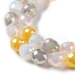 電気メッキガラスビーズ連売り  多面カットティアドロップ  虹メッキ  ゴールド  4.5~5x4mm  穴：0.8mm  約100個/連  18.31~18.70''（46.5~47.5センチメートル）&nbsp;GLAA-B013-01B