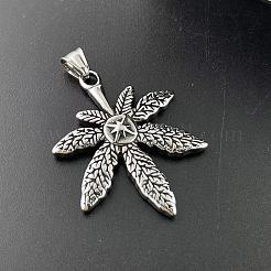 Мужские ожерелья с подвеской в стиле ретро-рок-панк в виде кленового листа из нержавеющей стали 304 DF8186