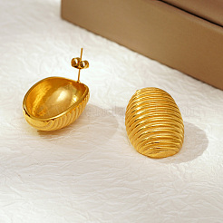 Геометрические овальные серьги-гвоздики из нержавеющей стали 304 с полосками&nbsp;CQ0547