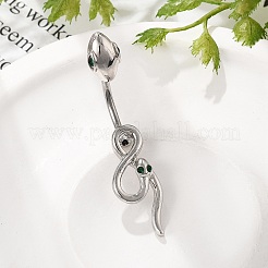 Legierung Strass Schlange gebogene Hantel Bauchnabel Ringe&nbsp;LS-AJEW-R007-03P-03