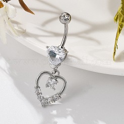 Сплав кристалл горный хрусталь подвеска изогнутая штанга живот кольца&nbsp;LS-AJEW-R007-04P-06