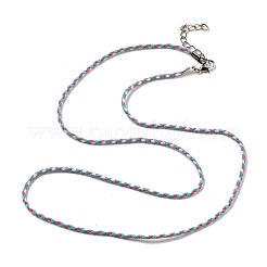 Collier en cordon rond tressé en polycoton de 2 mm avec fermoirs à pinces de homard en alliage et chaînes d'extrémité en fer&nbsp;NJEW-Q031-01B