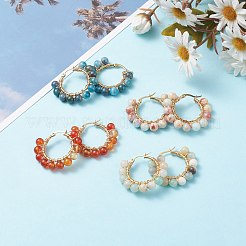 4 paio di orecchini a cerchio grandi con pietre preziose a 4 colori&nbsp;EJEW-TA00048