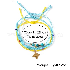 Set di braccialetti regolabili in stile estivo da spiaggia con pietre sintetiche turchesi verdi e imperiali.&nbsp;UQ9789-1
