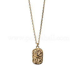 Colliers rectangulaires texturés en acier inoxydable 304 avec pendentif étoile pour femmes&nbsp;WGF8010-01