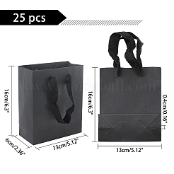 紙袋  ギフトバッグ  ショッピングバッグ  ウェディングバッグ  ハンドル付き長方形  ブラック  16x13x6cm&nbsp;LS-CARB-NB0001-02