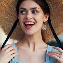 12 пара 12 стильных полых серег-колец из сплава в виде сердца EJEW-AN0003-37