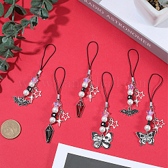 6 шт. 6 стиля эмалевых мобильных ремешков из сплава&nbsp;HJEW-SC0002-78