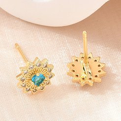 Orecchini da donna in ottone con micro pavé di zirconi cubici&nbsp;KK-A305-04G