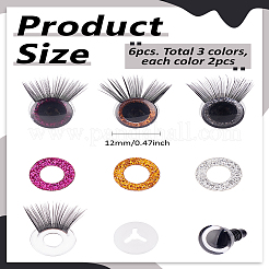 6 Stück 3 Farben Glitzer-Kunststoff-Puppenaugen mit Wimpern&nbsp;DOLL-LP0001-27