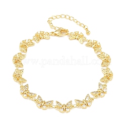 Bracelets à maillons en laiton micro pavé en oxyde de zirconium transparent pour femmes&nbsp;BJEW-A090-10D-G
