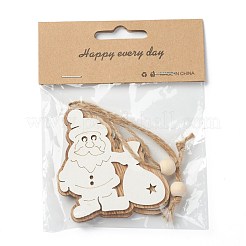 Décorations de pendentif en bois naturel sur le thème de noël&nbsp;HJEW-P010-15