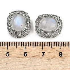 Латунные паве из натурального радужного лунного камня овальные многорядные звенья G-C172-04P