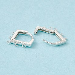 真鍮製フープピアスの発見  ツイスト菱形  水平ループ付き  カドミウムフリー＆鉛フリー  長持ちメッキ  925銀メッキ  16.5x17x2mm  穴：1mm  ピン：1mm&nbsp;KK-A172-17S