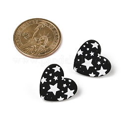 Boucles d'oreilles à tige en acrylique imprimé coeur pour femme&nbsp;EJEW-G418-01B