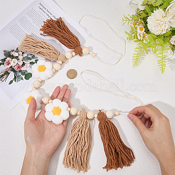 Деревянные баннеры с цветочными кисточками подвесные гирлянды FIND-WH20019-93B