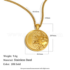 Colliers pendentifs en acier inoxydable 304 avec pendentif soleil pour femmes&nbsp;WG5801C-02
