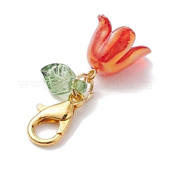 Акриловые подвески с лилиями HJEW-JM01890-02