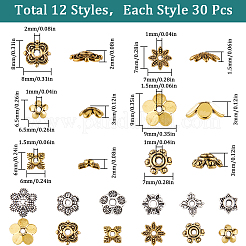 360 шт. 12 стиля тибетского стиля сплава бусин колпачок&nbsp;FIND-SC0008-81