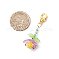 Наборы украшений в виде подвесок в виде цветов из стеклянных бусин и акриловых камней ручной работы HJEW-MZ00255