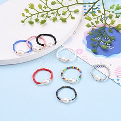 Эластичные кольца из натурального жемчуга RJEW-JR00309-M