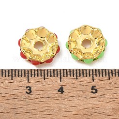 真鍮ビーズ  プラスチック付き  フラットラウンド  ミックスカラー  ゴールドカラー  13x4mm  穴：2.5x2.5mm&nbsp;PL-CBA18B7-04G