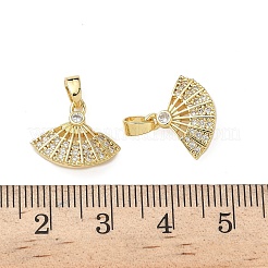 真鍮製マイクロパヴェキュービックジルコニアペンダント  ファンチャーム  18KGP本金メッキ  12.5x15x3mm  穴：3x4.5mm&nbsp;KK-I371-37G-01