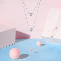 Двухслойное ожерелье из стерлингового серебра с родиевым покрытием JN635A