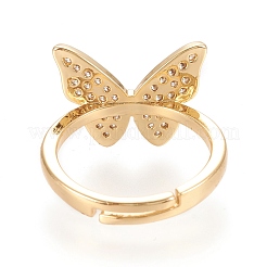 Регулируемые латунные кольца с прозрачным кубическим цирконием&nbsp;RJEW-M133-04G