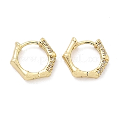 Серьги-кольца из латуни с микропаве из прозрачного кубического циркония в форме пятиугольника EJEW-Z102-04G