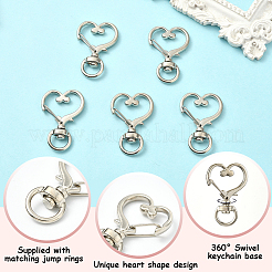 40 шт. поворотные карабины из цинкового сплава в форме сердца&nbsp;FIND-SP0001-20G