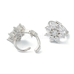 Серьги-кольца Huggie из латуни с прозрачным фианитом и прозрачным фианитом EJEW-L234-023P