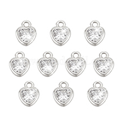 10 шт. 925 подвески в форме сердца из стерлингового серебра с прозрачными кубическими цирконами&nbsp;STER-PH0004-40