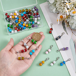 48 шт. 12 стиля железных и круглых стеклянных подвесных украшений&nbsp;HJEW-PH02238