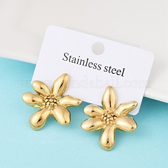 304ステンレススチールスタッドピアス  花  ゴールドカラー  30x25mm&nbsp;EJEW-S265-08G