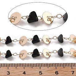 Handgefertigte flache runde Ketten aus Messing und Glasperlen&nbsp;CHC-L051-05KCG