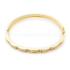 Женские браслеты на шарнирах из латуни с микропаве и прозрачным фианитом BJEW-K274-07G