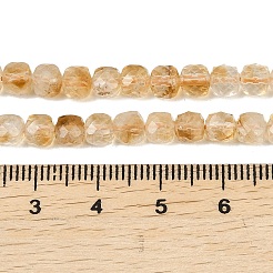 Нити из нагретых натуральных цитриновых бусин&nbsp;G-B175-C06-4x4mm