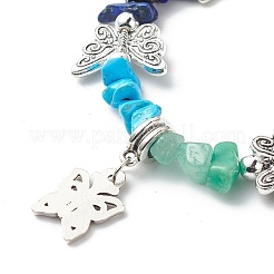 7 шт. 7 стильных браслета с шармами в виде бабочек из сплава BJEW-JB08875