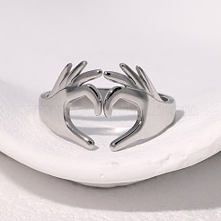 Anelli aperti con polsino in acciaio inossidabile 304 per donna&nbsp;WG35897-02