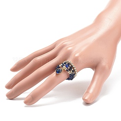 20шт 20 стиля натуральных и синтетических смешанных драгоценных камней и латунных бусин эластичных колец RJEW-JR00540