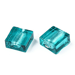 Бусины ручной работы бусины серебряной фольгой FOIL-S006-12x12mm-04