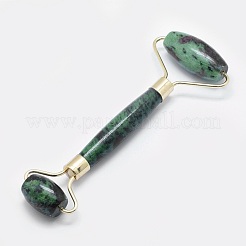 Rubino naturale in massaggiatore viso in ottone zoisite&nbsp;MRMJ-G008-03G