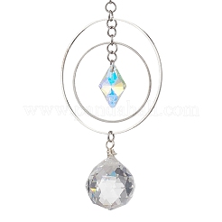 Круглые подвесные ловцы солнца из стекла и латуни&nbsp;HJEW-JM04632