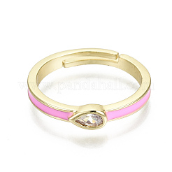 Регулируемые латунные кольца с прозрачным кубическим цирконием RJEW-T016-04G-NF