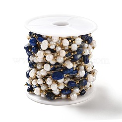 Chaînes perlées de perles naturelles et de lapis-lazuli&nbsp;CHS-B002-01G-10