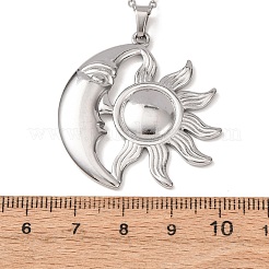 Colliers à pendentif soleil et lune en acier inoxydable 304&nbsp;NJEW-K308-04D-P