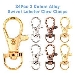 24 шт. двухцветные поворотные карабины-лобстеры из сплава FIND-FS0003-73